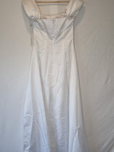 Imoda White Satin Off Shoulder Beaded Ruched Wedding Dress Sz 107