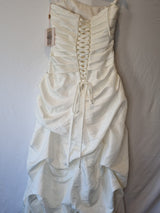 Imoda Ivory Ruched Beaded Embroidered Puckered Wedding Dress Sz 109