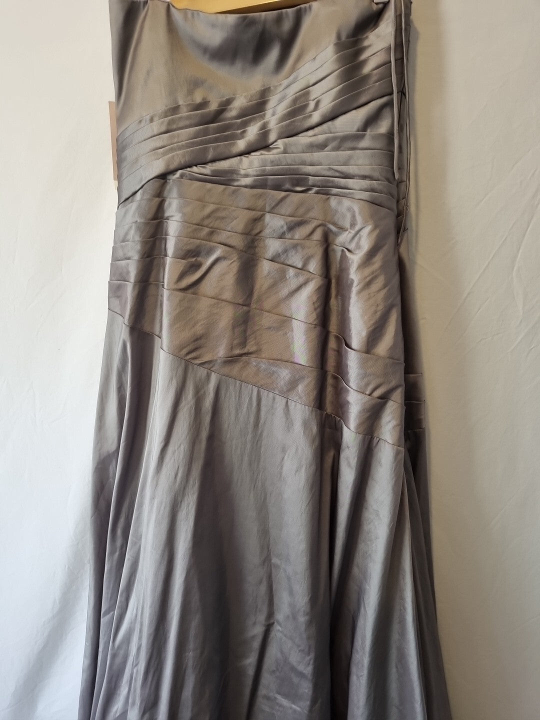 Imoda Grey Taffeta Ruched Pleat Strapless Evening Bridesmaid Dress Sz 108