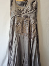 Imoda Grey Taffeta Ruched Pleat Strapless Evening Bridesmaid Dress Sz 108