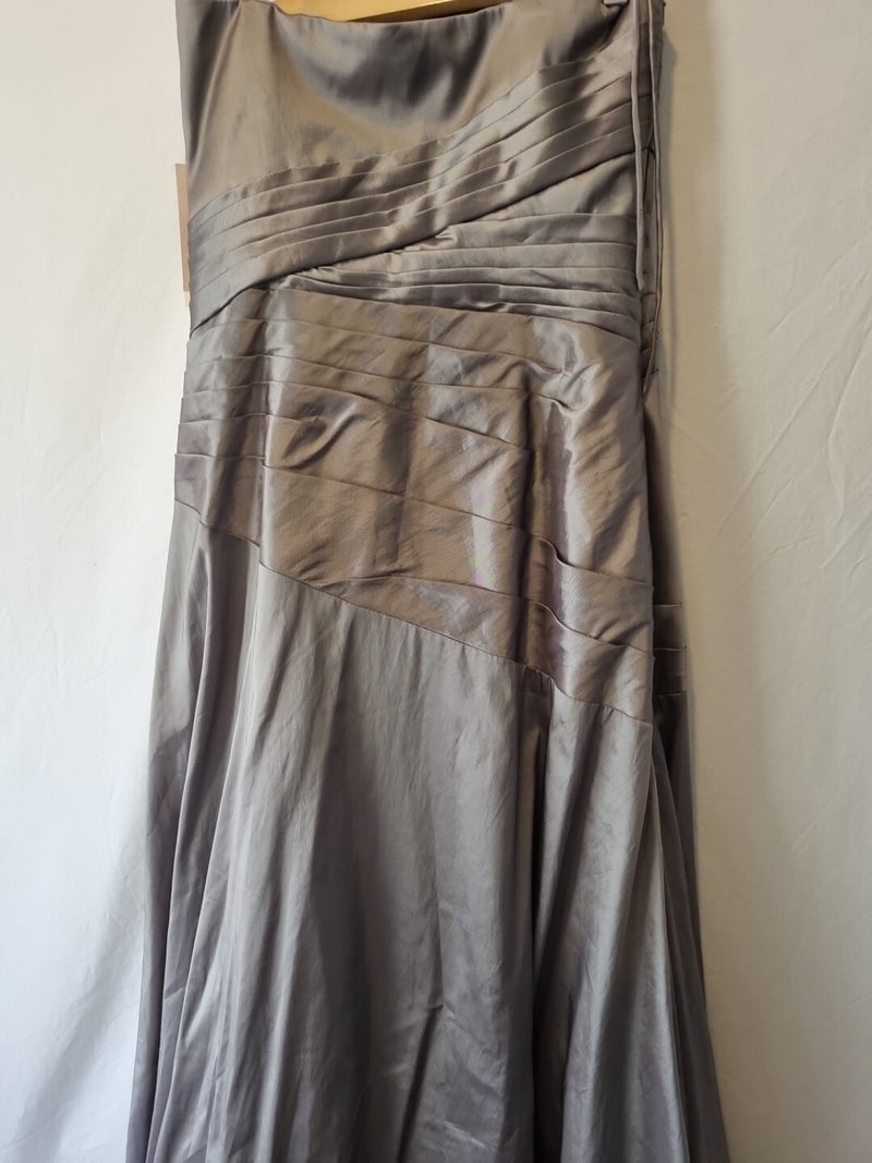 Imoda Grey Taffeta Ruched Pleat Strapless Evening Bridesmaid Dress Sz 108