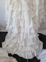 Imoda Ivory Taffeta Sweetheart Ruched Bead Full A-line Train Wedding Dress Sz 108