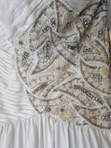 Imoda Ivory Sweetheart Ruched Pleated Gathered Embellished Wedding Dress Sz 85