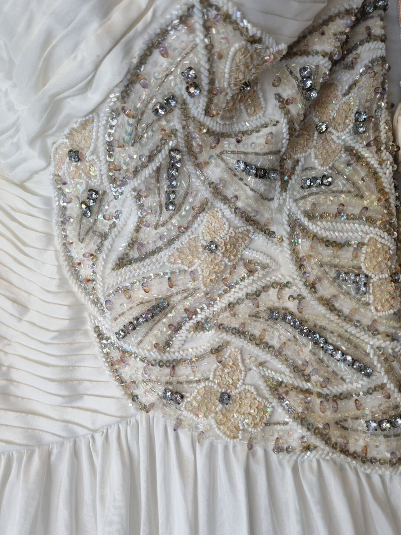 Imoda Ivory Sweetheart Ruched Pleated Gathered Embellished Wedding Dress Sz 85