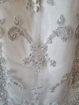 iModa Ivory Champagne Sweetheart Tulle Lace Mermaid Sequin Embroidered Sz 1020