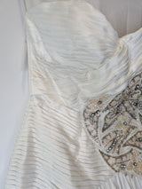 Imoda Ivory Sweetheart Ruched Pleated Gathered Embellished Wedding Dress Sz 84