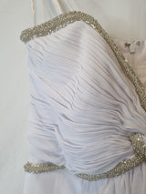 Imoda White Chiffon Sweetheart Beaded Ruched Empire Wedding Dress Sz 85