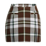 Adidas x Ivy Park Beyonce Mini Skirt Tailored Dress Suit Plaid Brown HG2366 S9