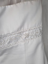 Isabella Faye White Satin Embellished Beaded A-line Wedding Dress Sz 1414