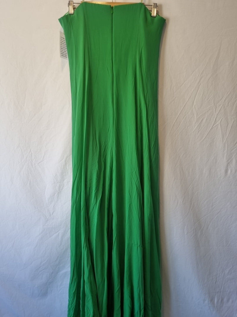 Imoda Chiffon Green Ruched Beaded Strapless Cut Out Evening Bridesmaid Dress 128