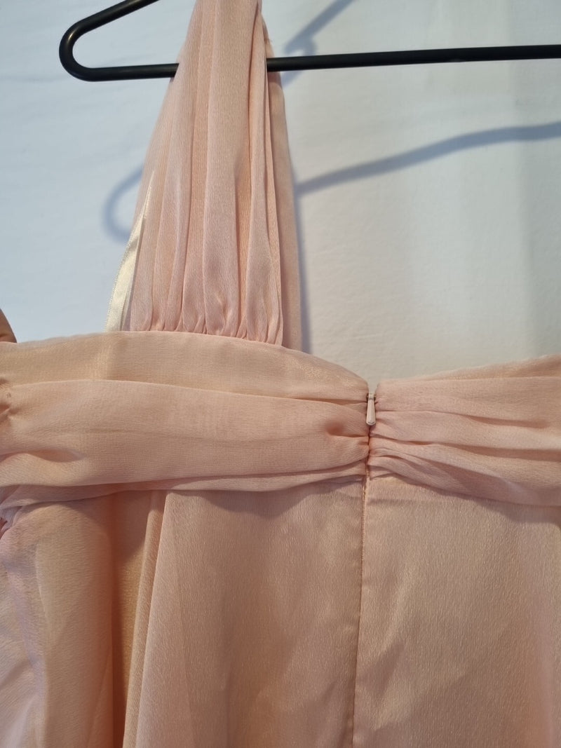 Juniper & Sage Chiffon Pink Ruched One Shoulder Evening Bridesmaid Dress Sz 89