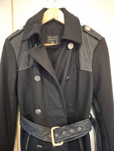 Guess Black Military Trench Wool Blend Coat Jacket Size Xs1