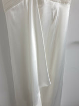 Angeline ivory satin ruched pleated cross back wedding maid honour dress size 124