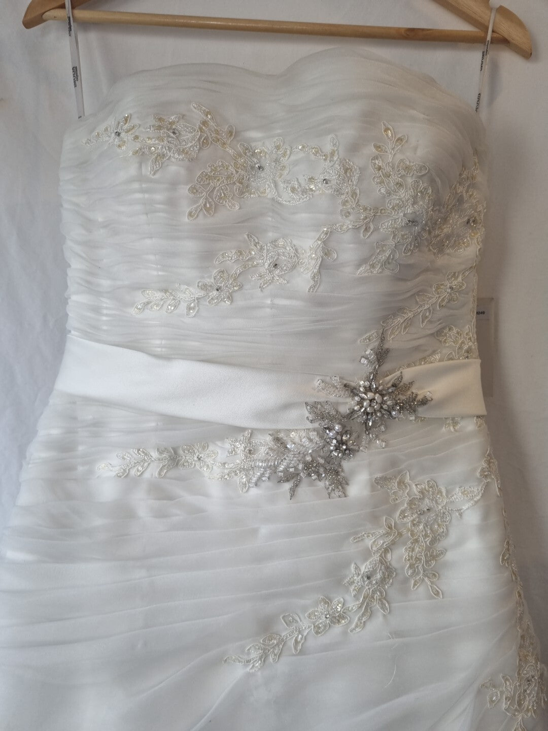iModa Ivory Ruched Organza Lace A-line Beaded Sequin Embroidered Dress Sz 122