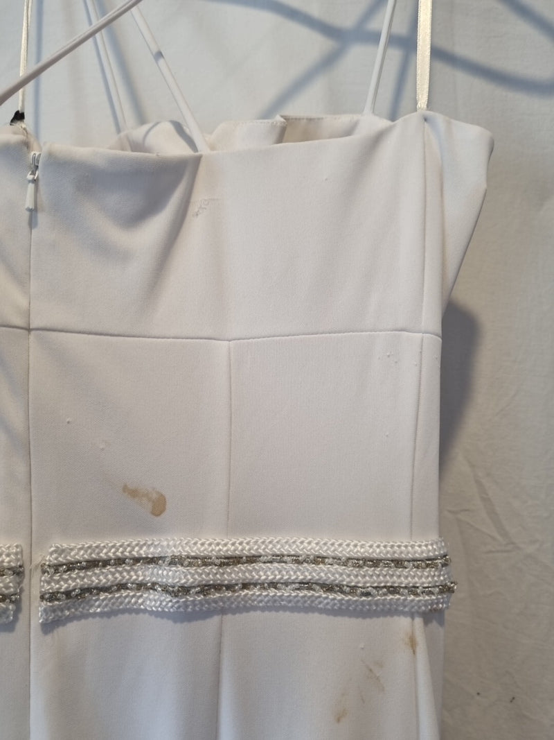 Giovanni White Knit Beaded Rope Evening Bridesmaid Dress Sz 109