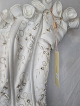 Imoda White Satin Corset Off Shoulder Beaded Roses Train Wedding Dress Sz 125