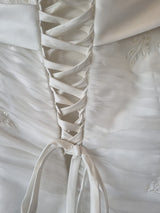 iModa Ivory Ruched Organza Lace A-line Beaded Sequin Embroidered Dress Sz 1217