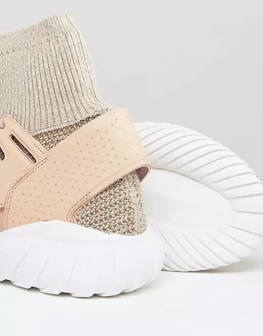 Adidas Tubular Doom Beige Pink Knit Ankle Sock Sneakers BB2390 F44/US10/UK9.510