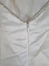 Imoda White Satin Tulle Beaded Sequin Backless Halter Neck Wedding Dress Sz 811