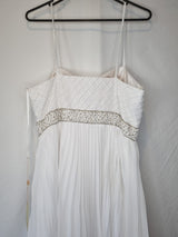 Imoda White Chiffon Pleated Beaded Tiered Strapped Wedding Dress Sz 1010