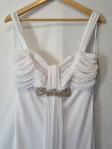 Imoda White Chiffon Sweetheart Beaded Ruched Empire Wedding Dress Sz 122