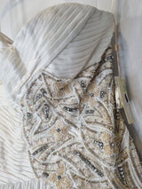 Imoda Ivory Sweetheart Ruched Pleated Gathered Embellished Wedding Dress Sz 83