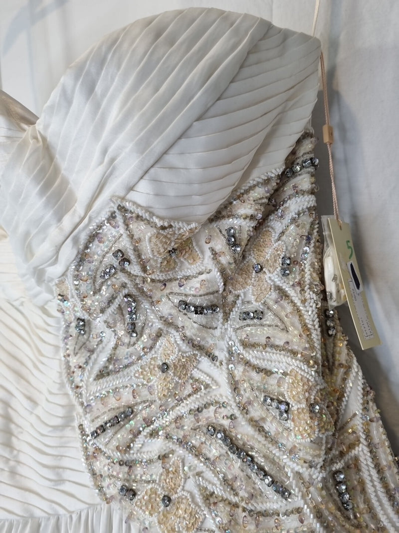 Imoda Ivory Sweetheart Ruched Pleated Gathered Embellished Wedding Dress Sz 83