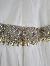 Imoda Ivory Chiffon Ruched Crystal Diamante Beaded Halter Wedding Dress Sz 126