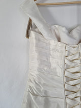 Imoda Ivory Taffeta Sweetheart Ruched Full A-line Train Wedding Dress Sz 1413