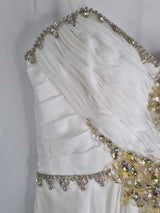 Imoda Ivory Chiffon Sweethear Ruched Crystal Diamante Beaded Wedding Dress Sz 106