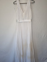 Imoda White Chiffon Gathered Pleated Grecian Empire Wedding Dress Sz 108