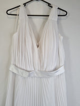 Imoda White Chiffon V neck Ruched Pleated Grecian Wedding Dress Sz 143