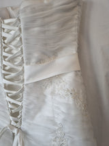 iModa Ivory Ruched Organza Lace A-line Beaded Sequin Embroidered Dress Sz 1213