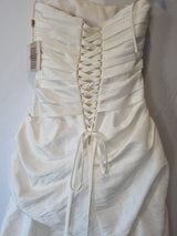 Imoda Ivory Ruched Beaded Embroidered Puckered Wedding Dress Sz 1010