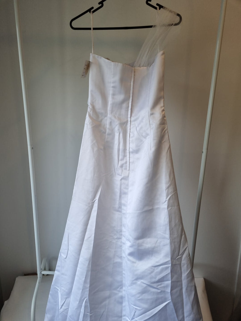 iModa White Sweethear Tulle One Shoulder Beaded Sequin Gathered Wedding Dress 107