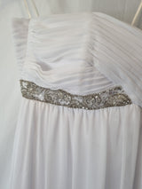 Imoda White Chiffon Sweetheart Beaded Ruched Empire Wedding Dress Sz 83