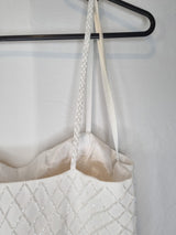 Imoda Ivory Chiffon Beaded Pleated Layered Skirt Empire Wedding Dress Sz 1013