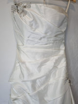 Imoda Ivory Ruched Pleated Beaded A-line Train Wedding Dress Sz 102
