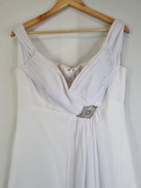 Imoda White Chiffon Sweetheart Off Shoulder Beaded Crystal Wedding Dress Sz 143