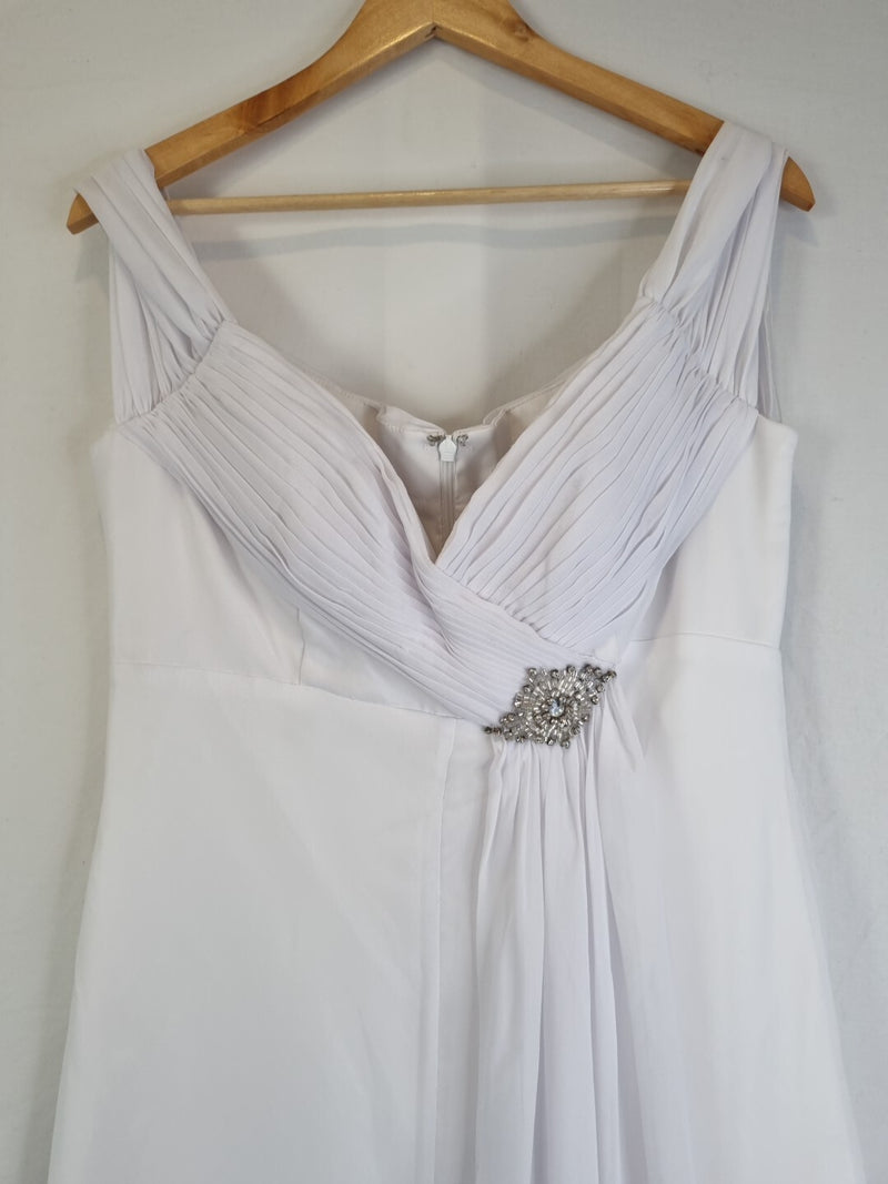 Imoda White Chiffon Sweetheart Off Shoulder Beaded Crystal Wedding Dress Sz 143