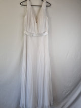 Imoda White Chiffon V neck Ruched Pleated Grecian Wedding Dress Sz 140