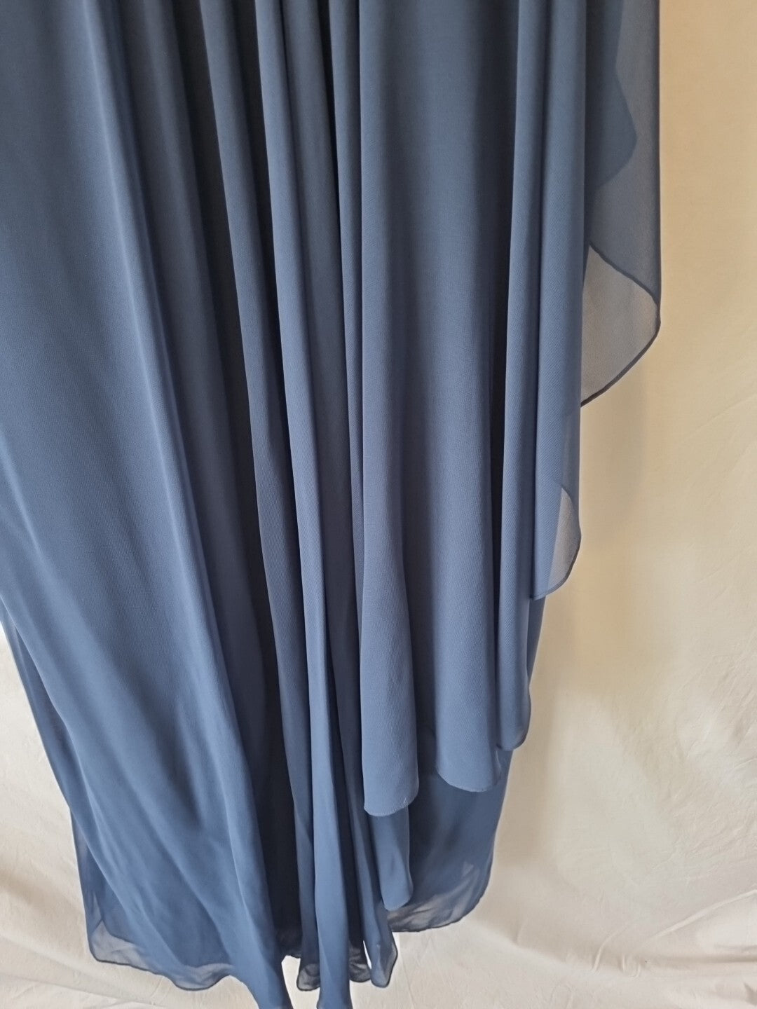 Imoda Navy Blue Chiffon Ruched Braid-strap Evening Bridesmaid Maxi Dress Sz 284