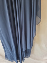 Imoda Navy Blue Chiffon Ruched Braid-strap Evening Bridesmaid Maxi Dress Sz 284