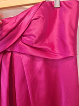 Juniper & Sage Satin Hot Pink Pleat Strapless Evening Bridesmaid Dress Sz 125