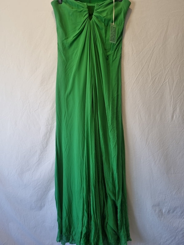 Imoda Chiffon Green Ruched Beaded Strapless Cut Out Evening Bridesmaid Dress 120
