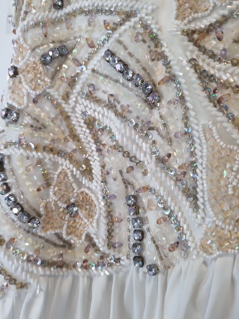 Imoda Ivory Sweetheart Ruched Pleated Gathered Embellished Wedding Dress Sz 814