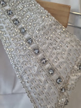 iModa White Backless Satin Beaded Crystal Diamante Slinky Wedding Dress Sz 614