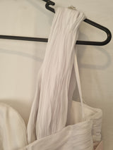 Imoda White Chiffon Sweetheart Beaded Strapless One Shoulder Wedding Dress Sz 1014