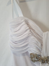 Imoda White Chiffon Sweetheart Beaded Ruched Empire Wedding Dress Sz 124