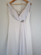 Imoda White Chiffon Sweetheart Off Shoulder Beaded Crystal Wedding Dress Sz 141